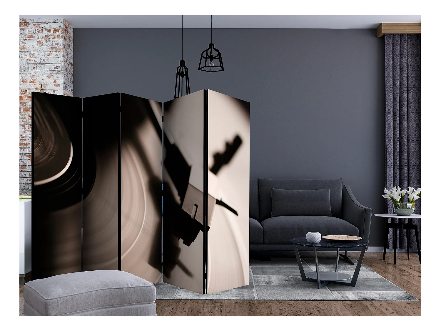 Paravento - Gramophone and vinyl record II [Room Dividers] - 225x172