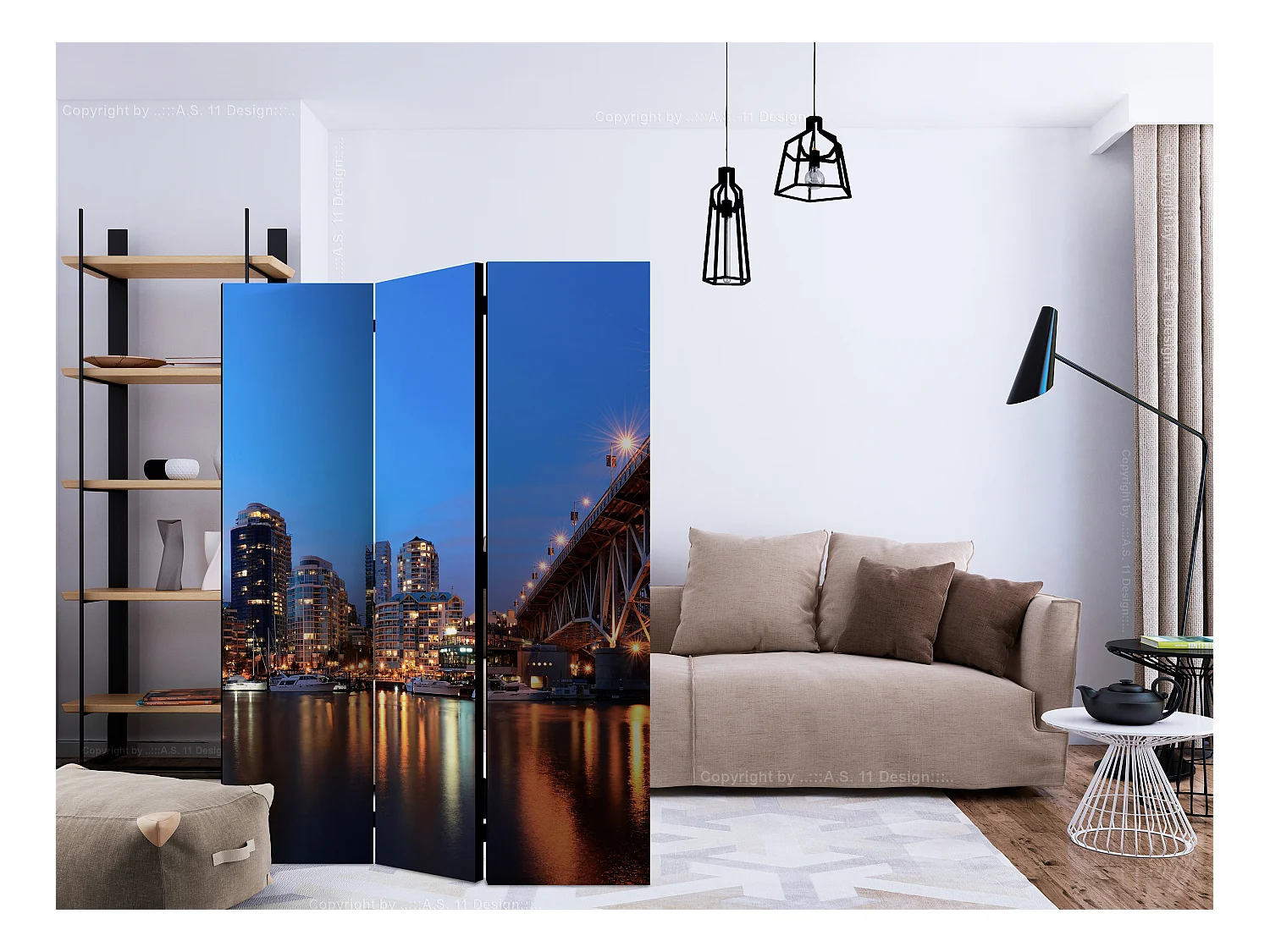 Paravento - City Lights [Room Dividers] - 135x172