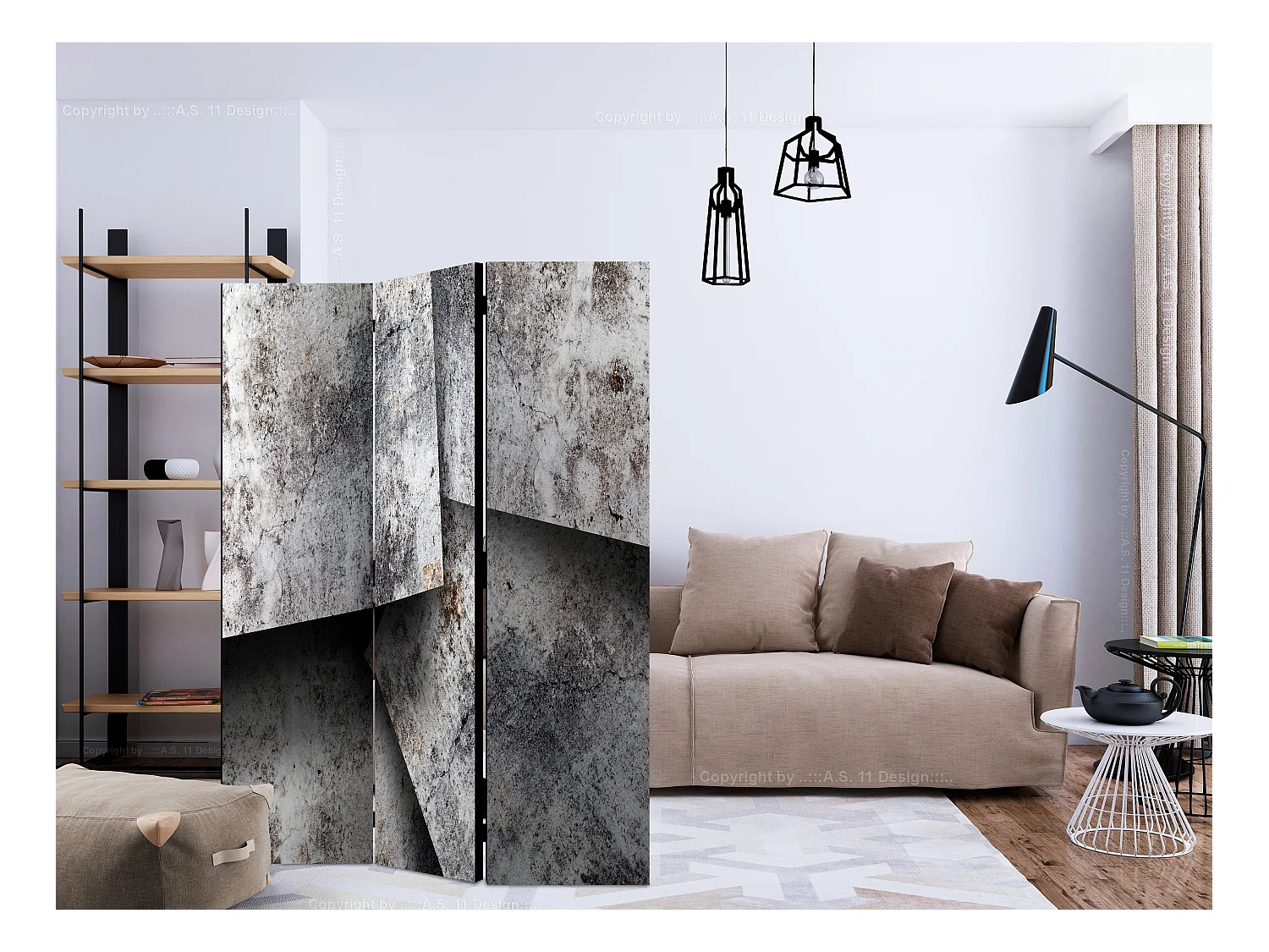 Paravento - Concrete cards [Room Dividers] - 135x172