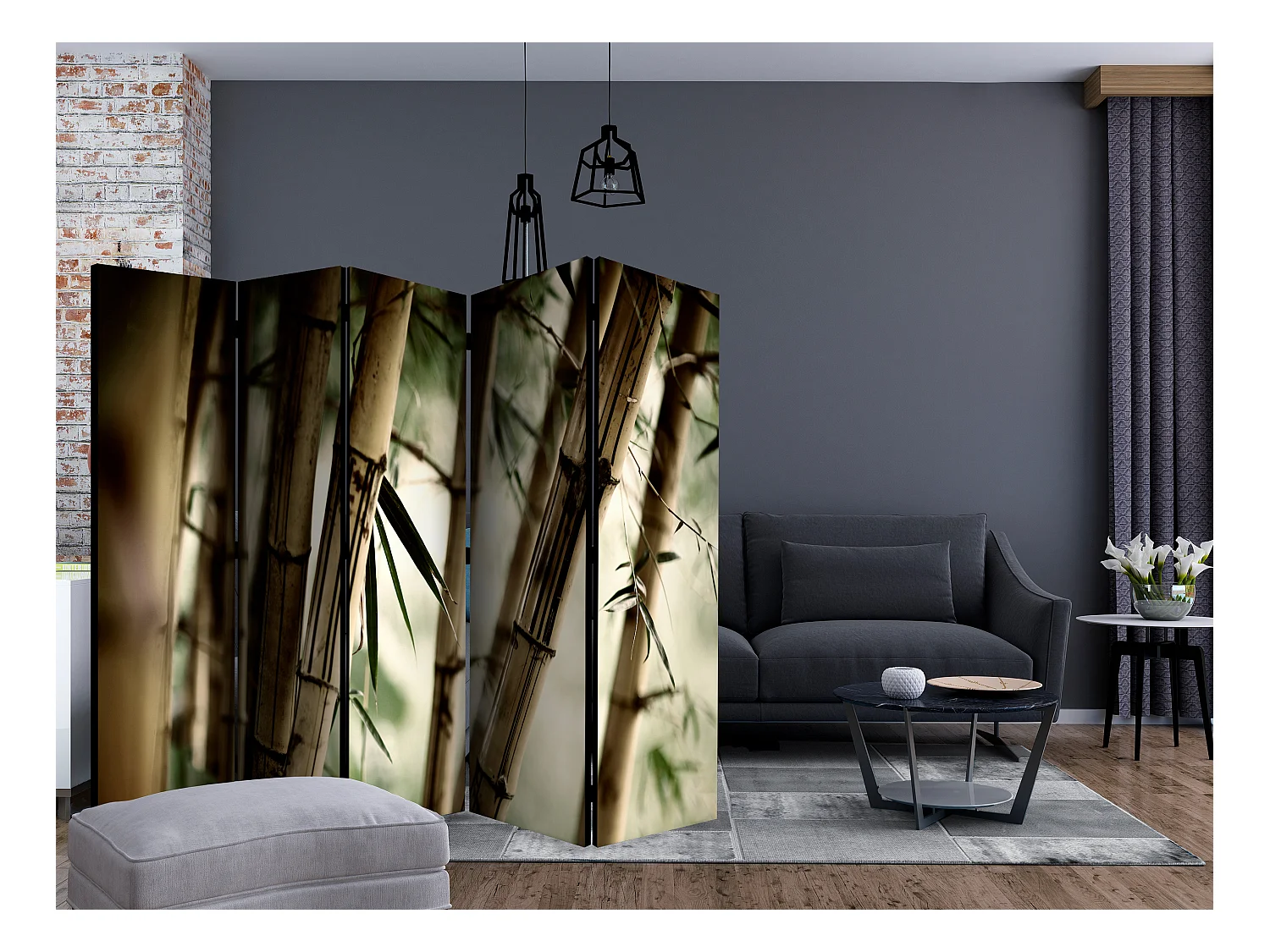 Paravento - Fog and bamboo forest II [Room Dividers] - 225x172
