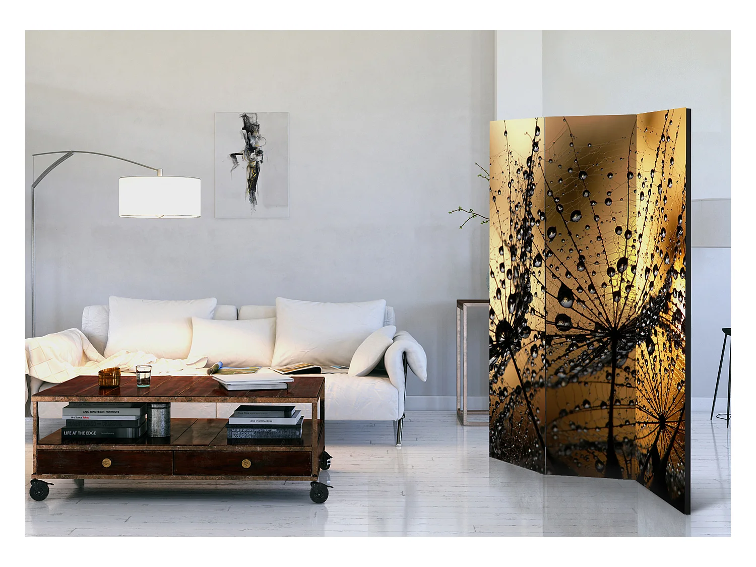 Paravento - Dandelions in the Rain [Room Dividers] - 135x172