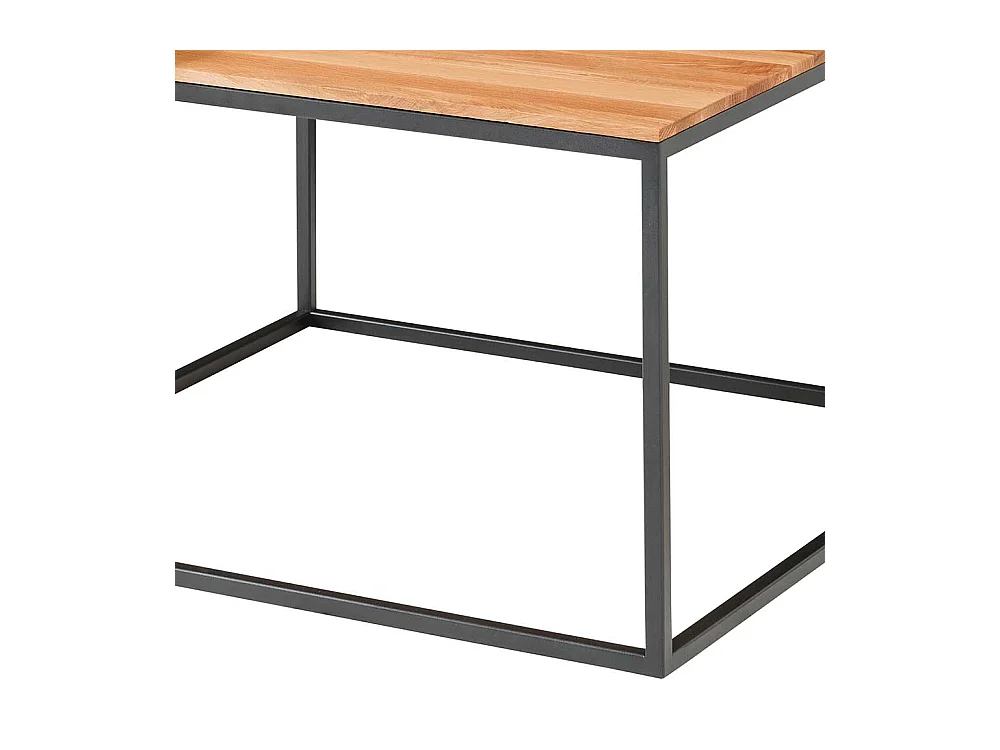 Designercouchtisch Set aus Asteiche Massivholz Metall (zweiteilig)