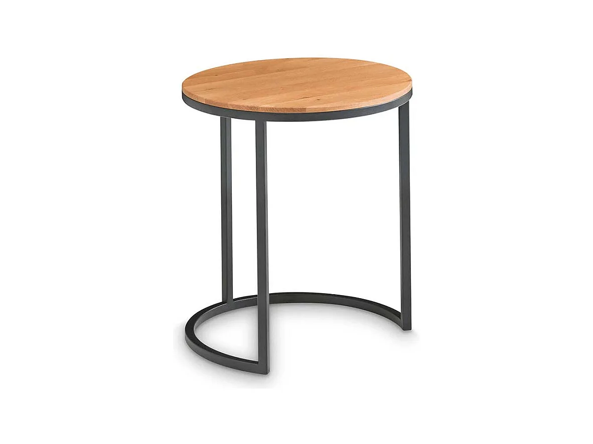 Designercouchtisch Set aus Asteiche Massivholz Metall (zweiteilig)