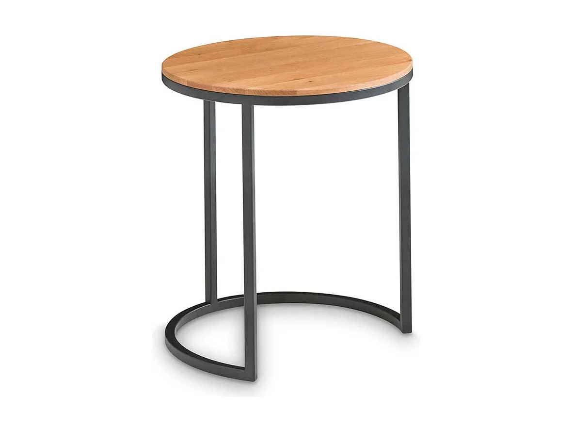 Designercouchtisch Set aus Asteiche Massivholz Metall (zweiteilig)