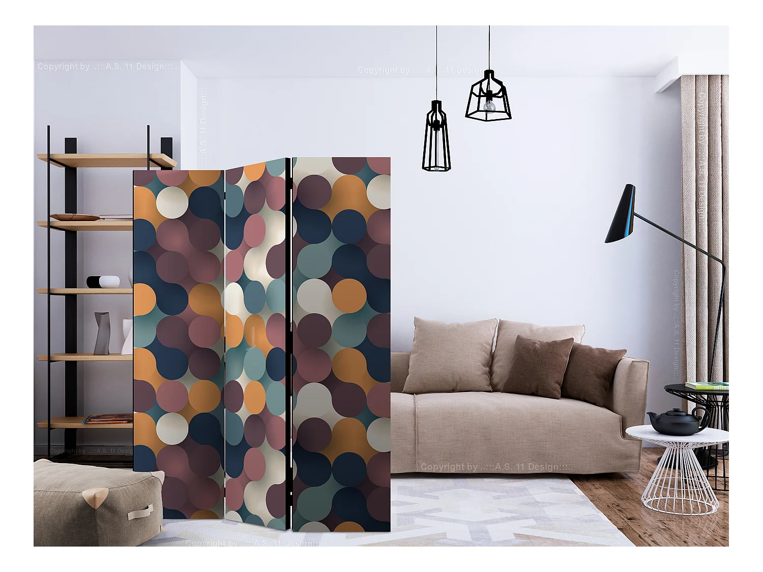 Paravento - Colourful Particles [Room Dividers] - 135x172