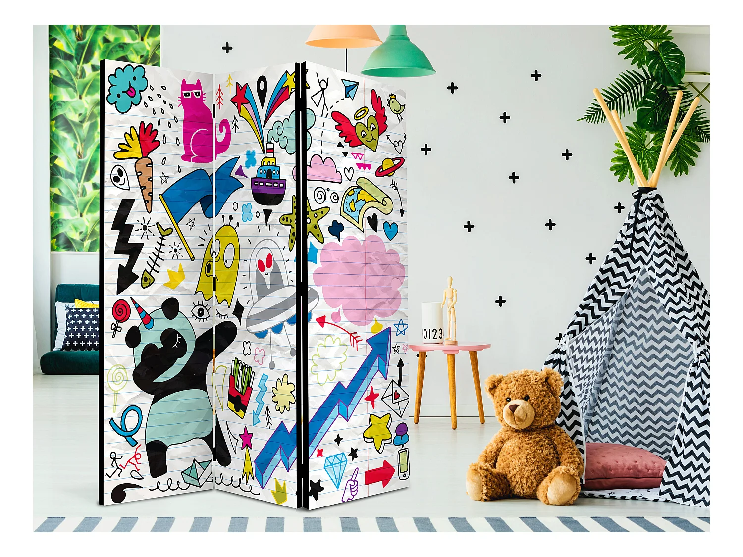 Paravento - Energetic Panda [Room Dividers] - 135x172