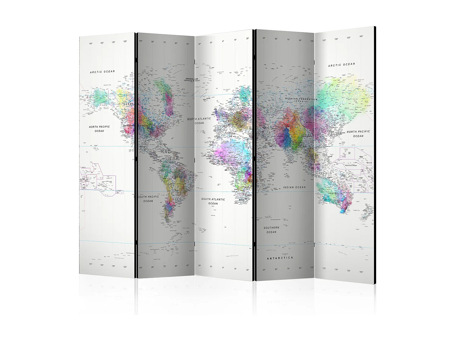 Paravento - Room divider – White-colorful world map - 225x172