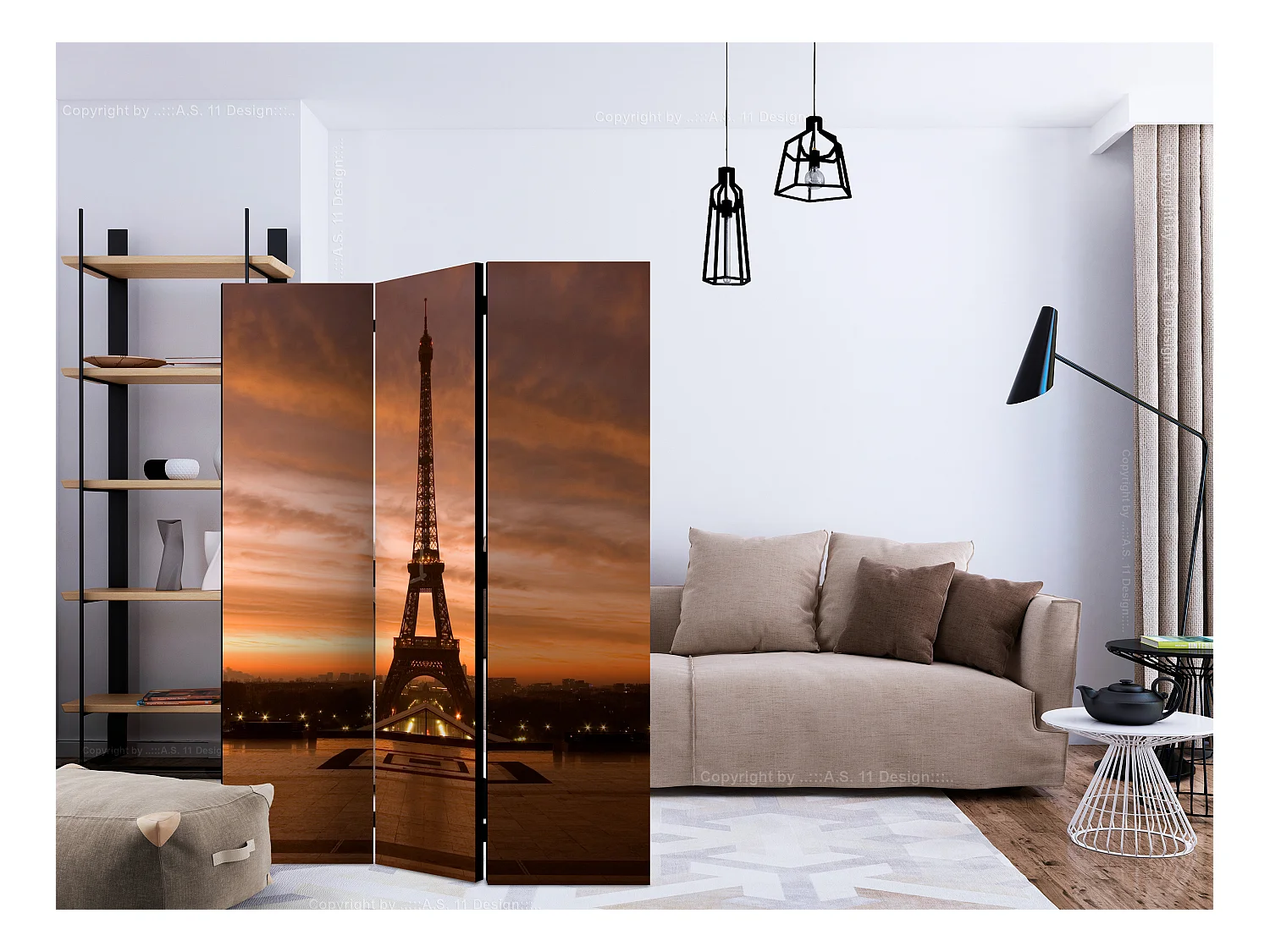 Paravento - Eiffel tower at dawn [Room Dividers] - 135x172