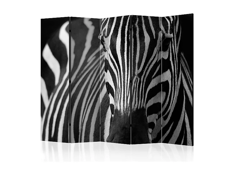 Paravento - White with black stripes II [Room Dividers] - 225x172
