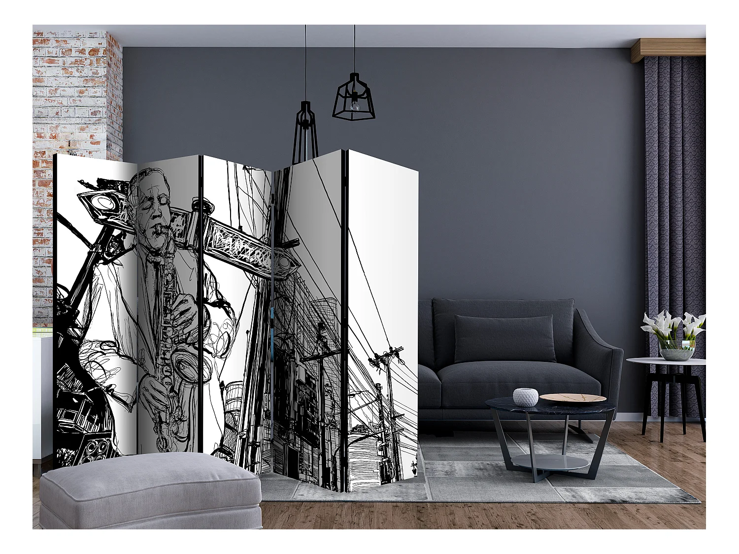 Paravento - Saxophone recital on Broadway II [Room Dividers] - 225x172