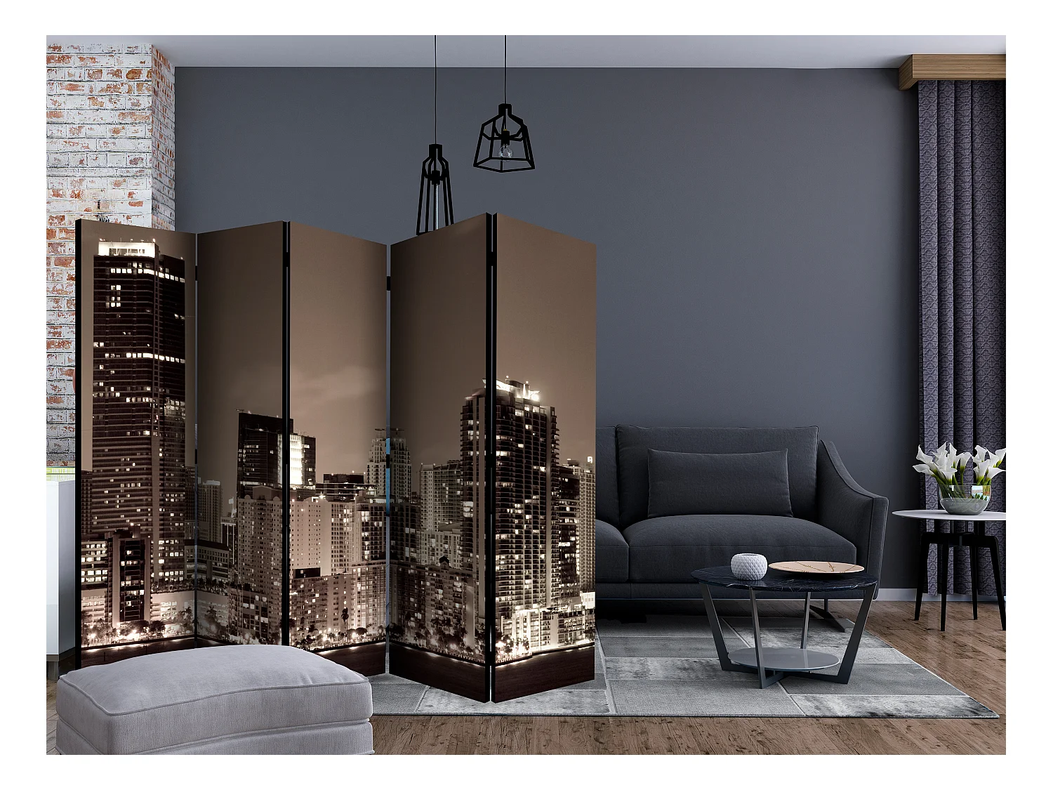 Paravento - Miami in Sepia II [Room Dividers] - 225x172