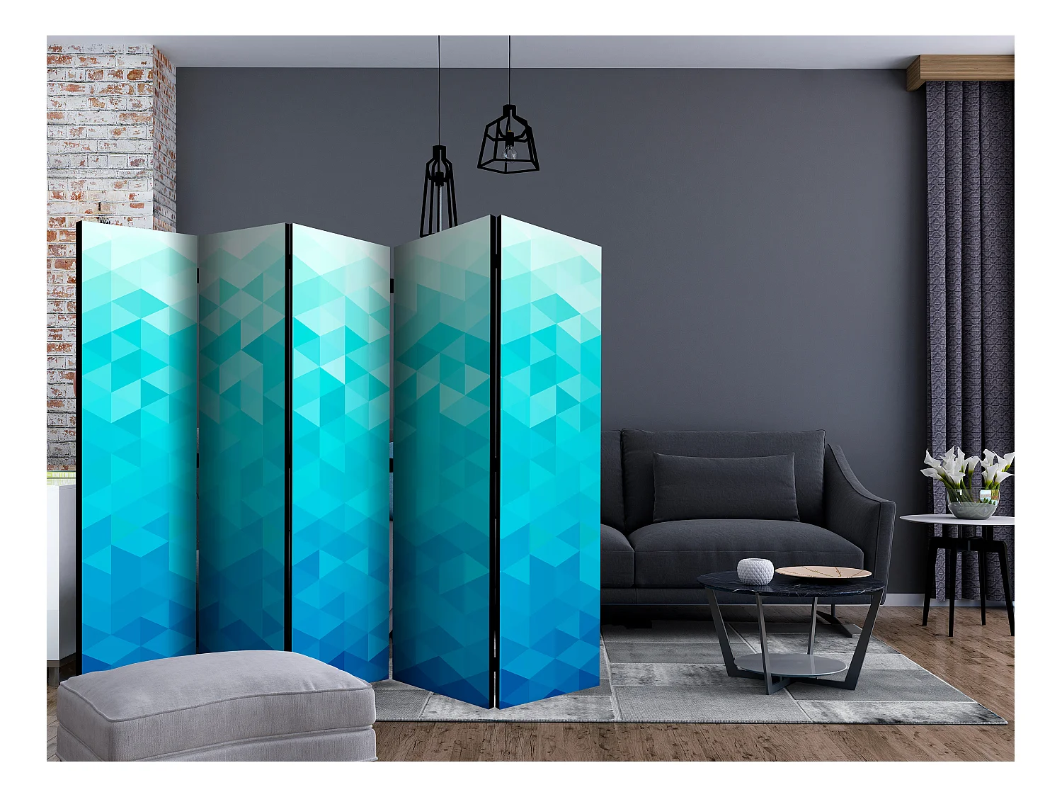 Paravento - Azure pixel II [Room Dividers] - 225x172