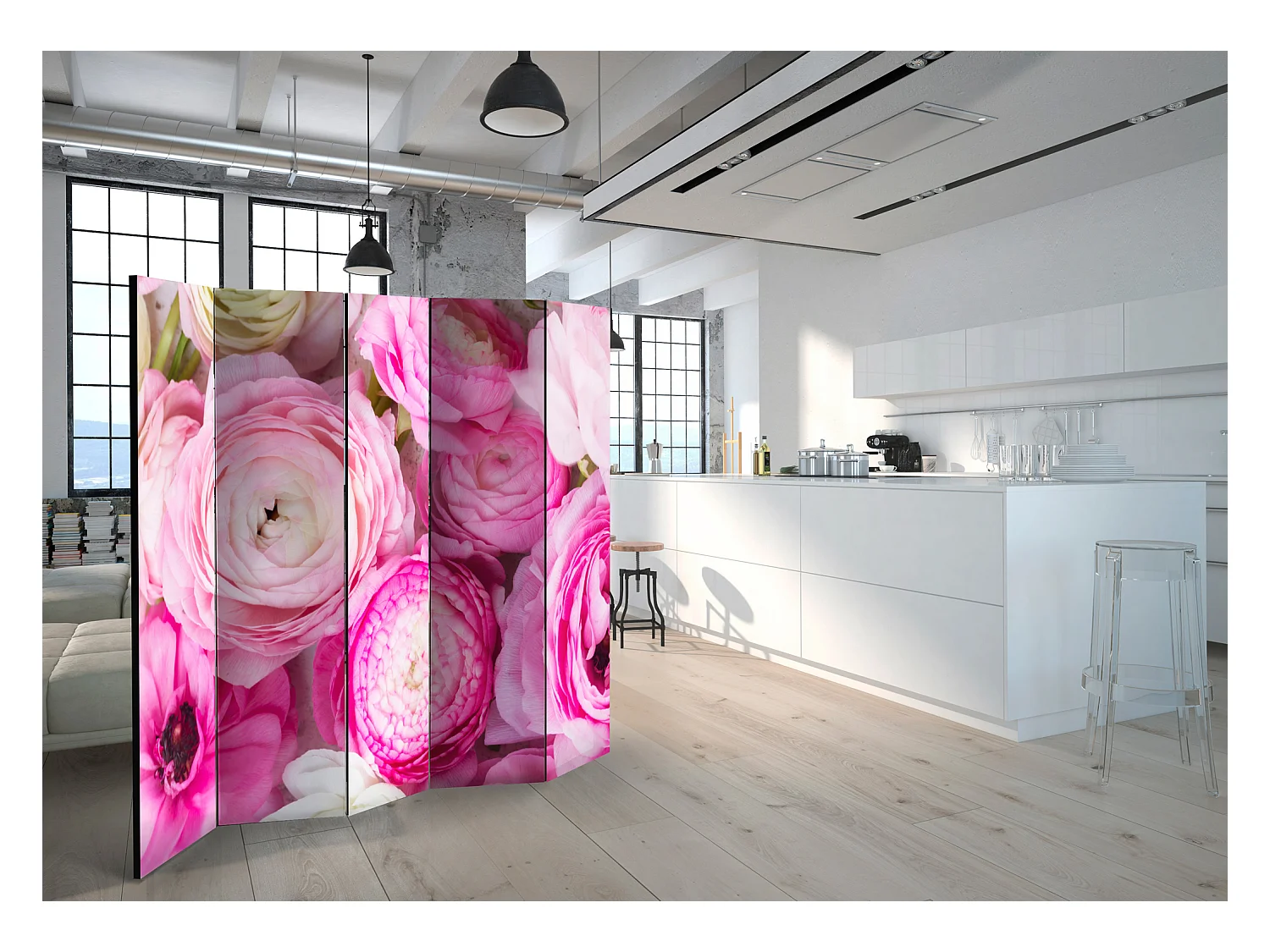 Paravento - Ranunculus Flowers II [Room Dividers] - 225x172