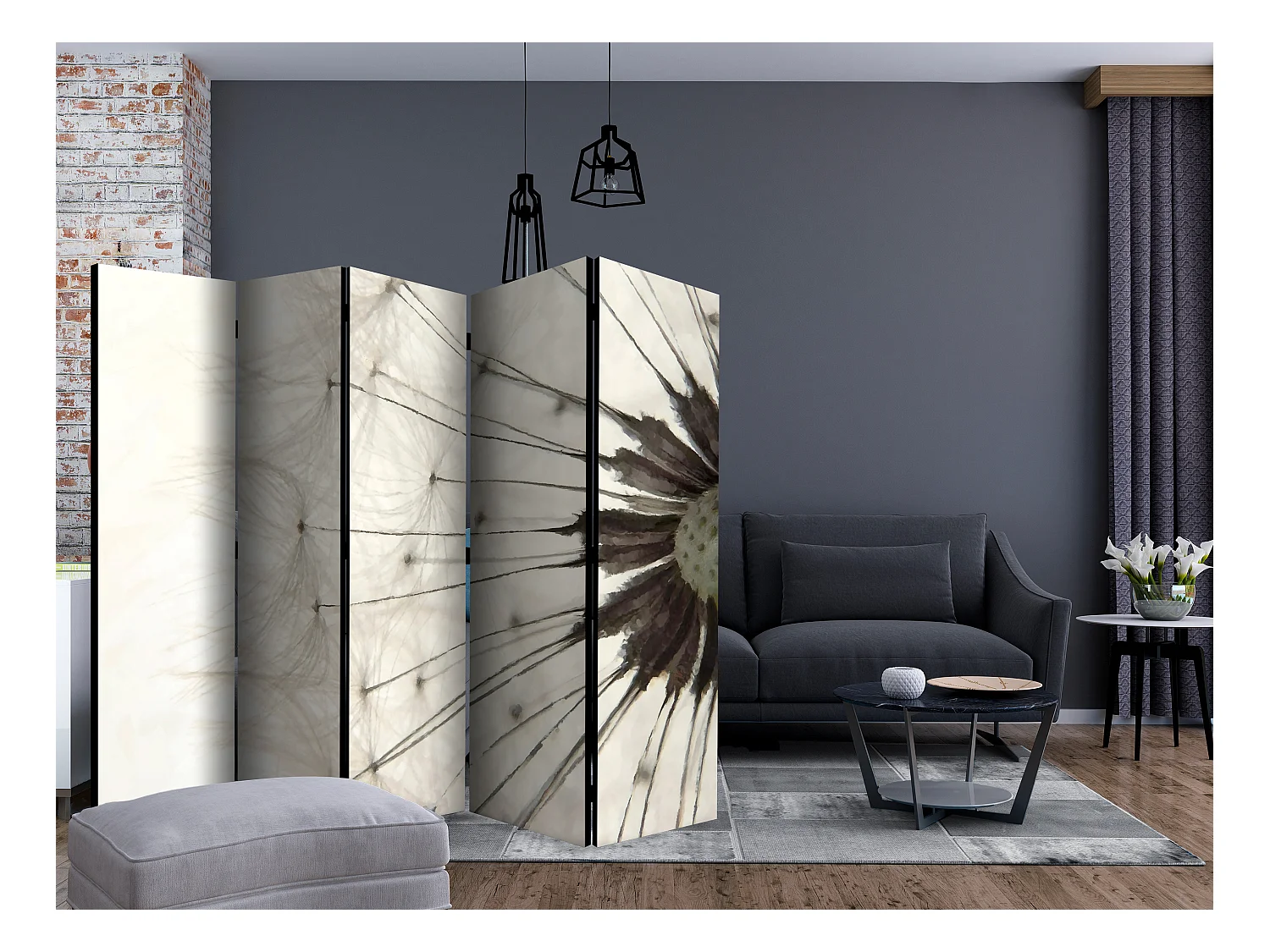 Paravento - White Dandelion II [Room Dividers] - 225x172