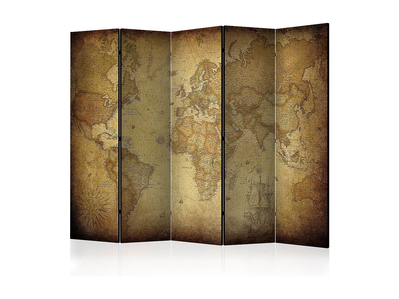Paraván térkép - Room divider - Map on the wood Világtérkép