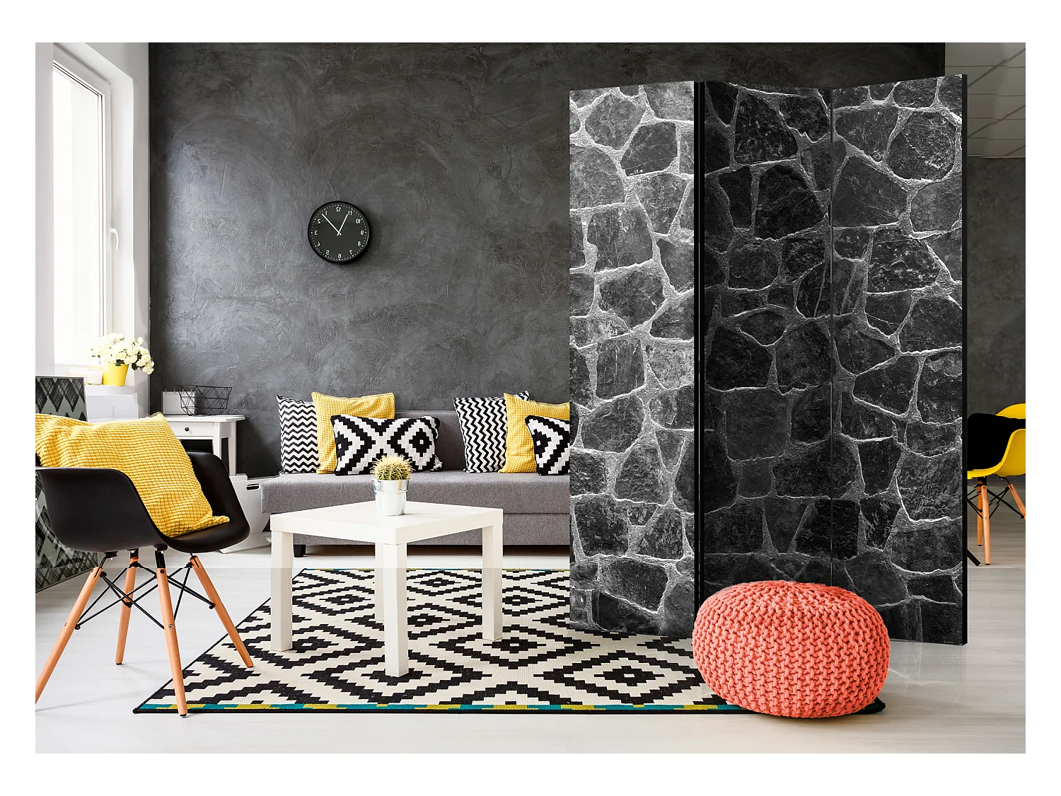 Paravento - Black Stones [Room Dividers] - 135x172