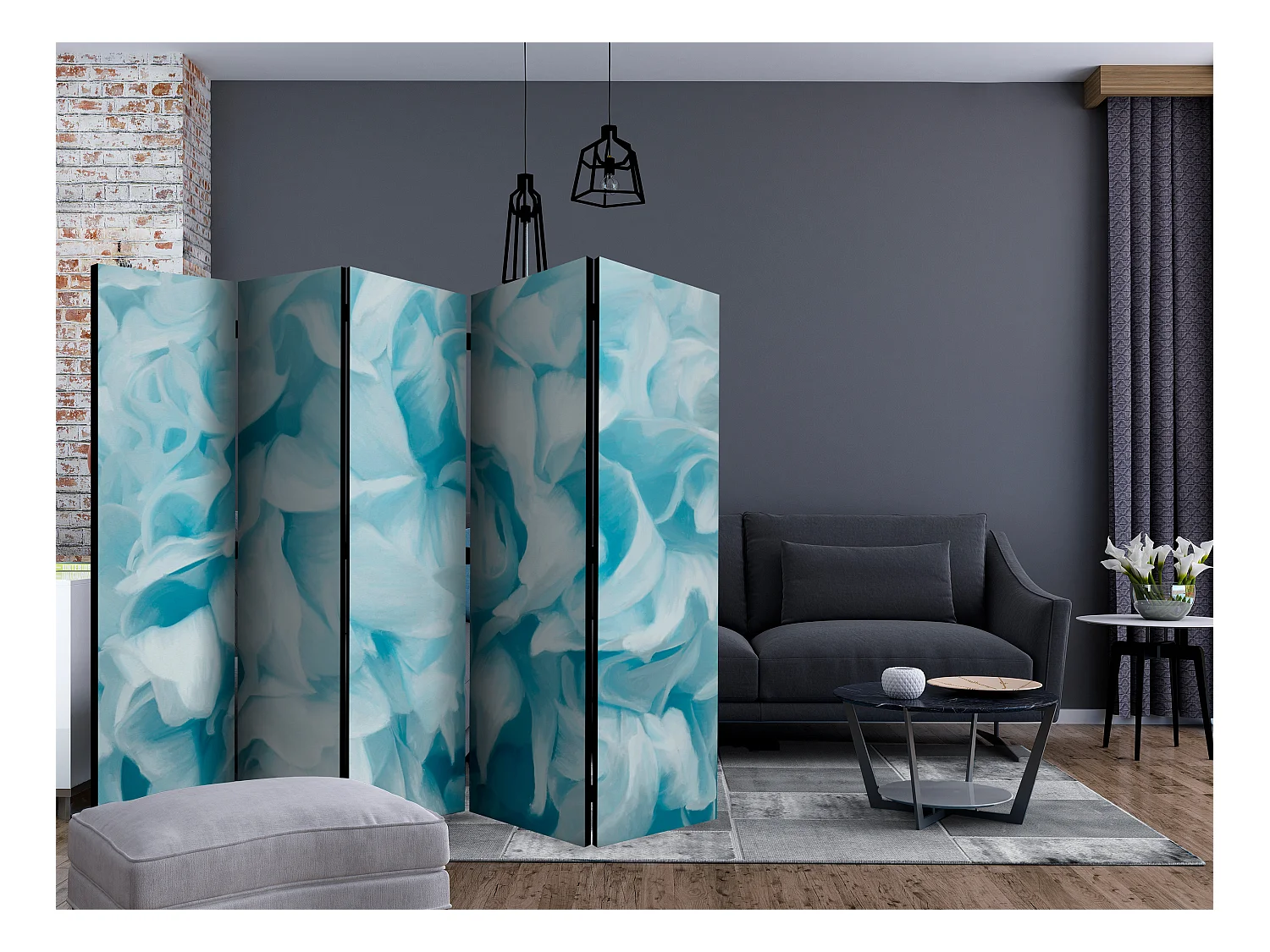 Paravento - Azalea (blue) II [Room Dividers] - 225x172