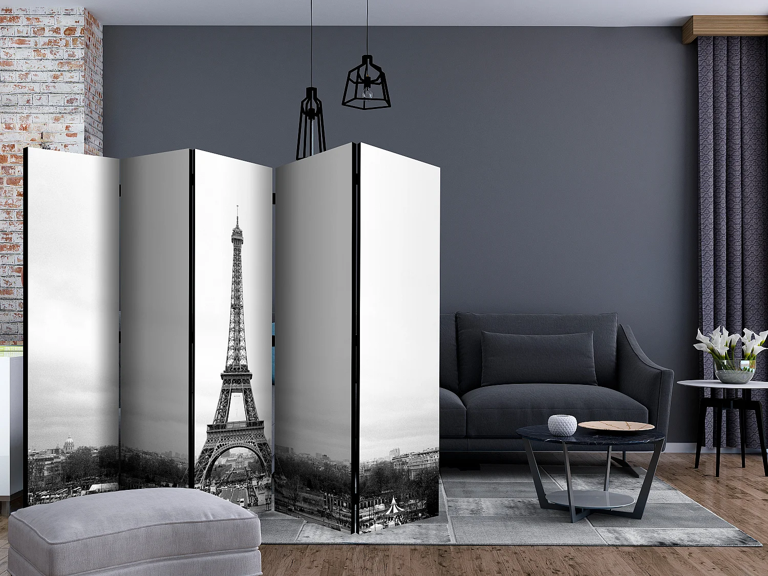Paravento - Paris: black and white photography II [Room Dividers] - 225x172