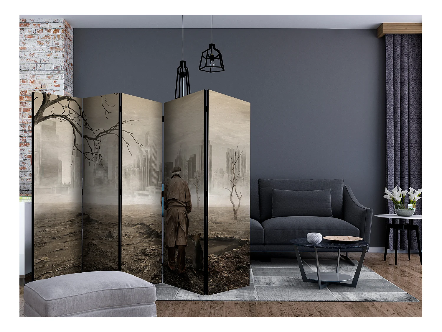 Paravento - Ghost's city II [Room Dividers] - 225x172