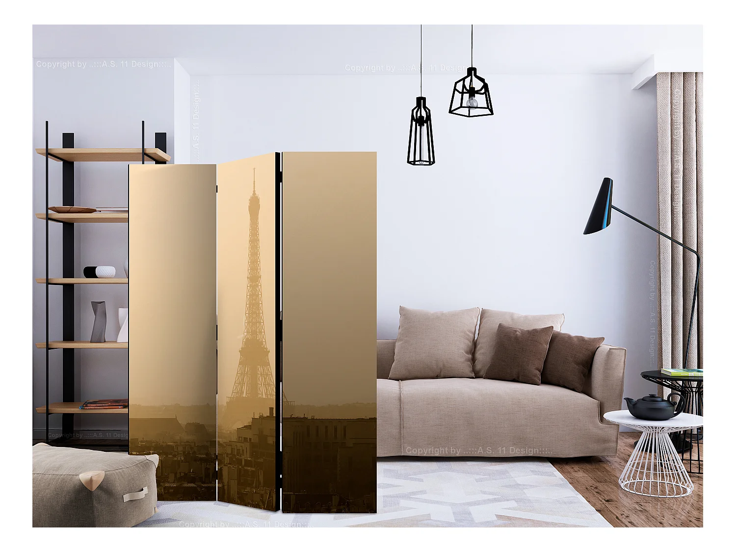 Paravento - Paris at Dawn [Room Dividers] - 135x172