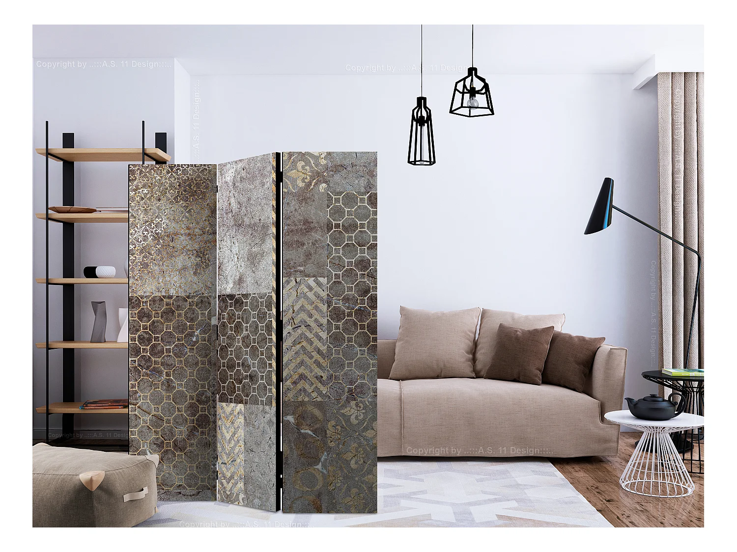 Paravento - Geometric Textures [Room Dividers] - 135x172