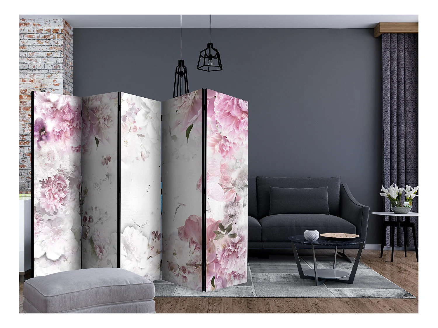 Paravento - Dancing peonies II [Room Dividers] - 225x172