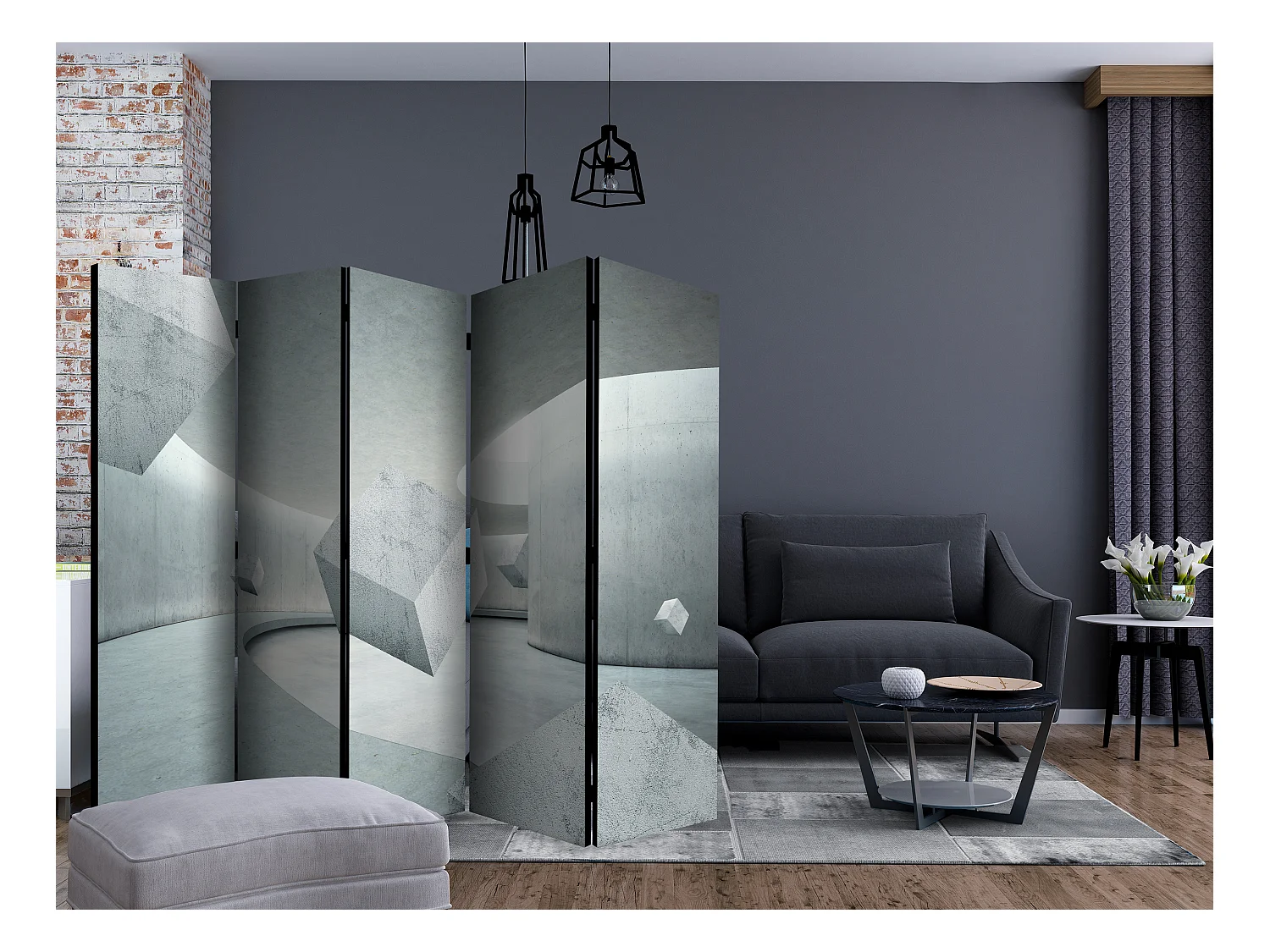 Paravento - Geometry of the Cube II [Room Dividers] - 225x172