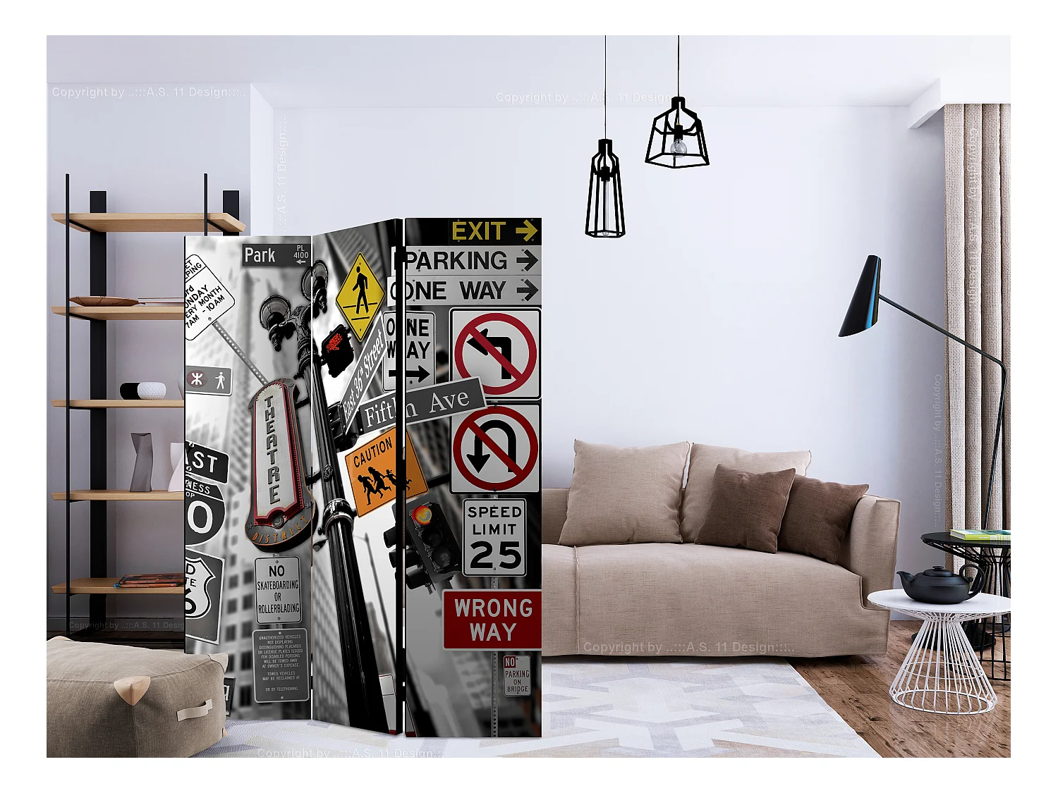 Paravento - New York Signs [Room Dividers] - 135x172