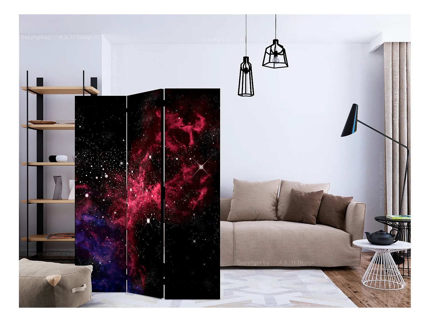 Paravento - space - stars [Room Dividers] - 135x172