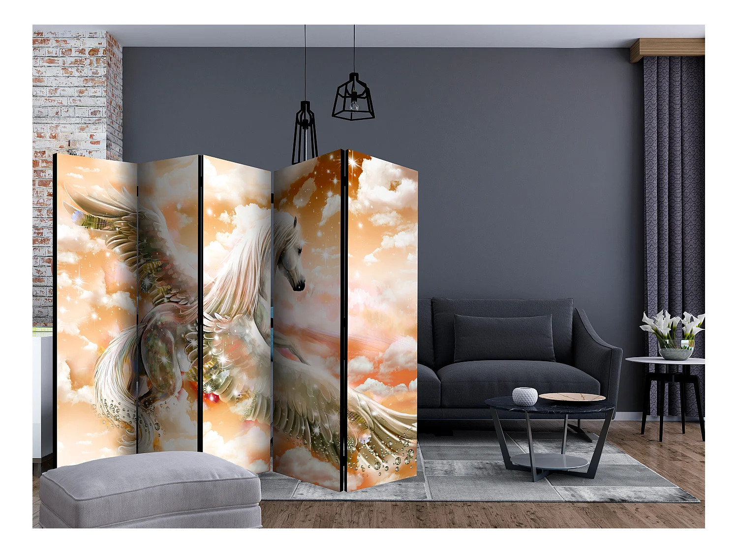 Paravento - Pegasus (Orange) II [Room Dividers] - 225x172