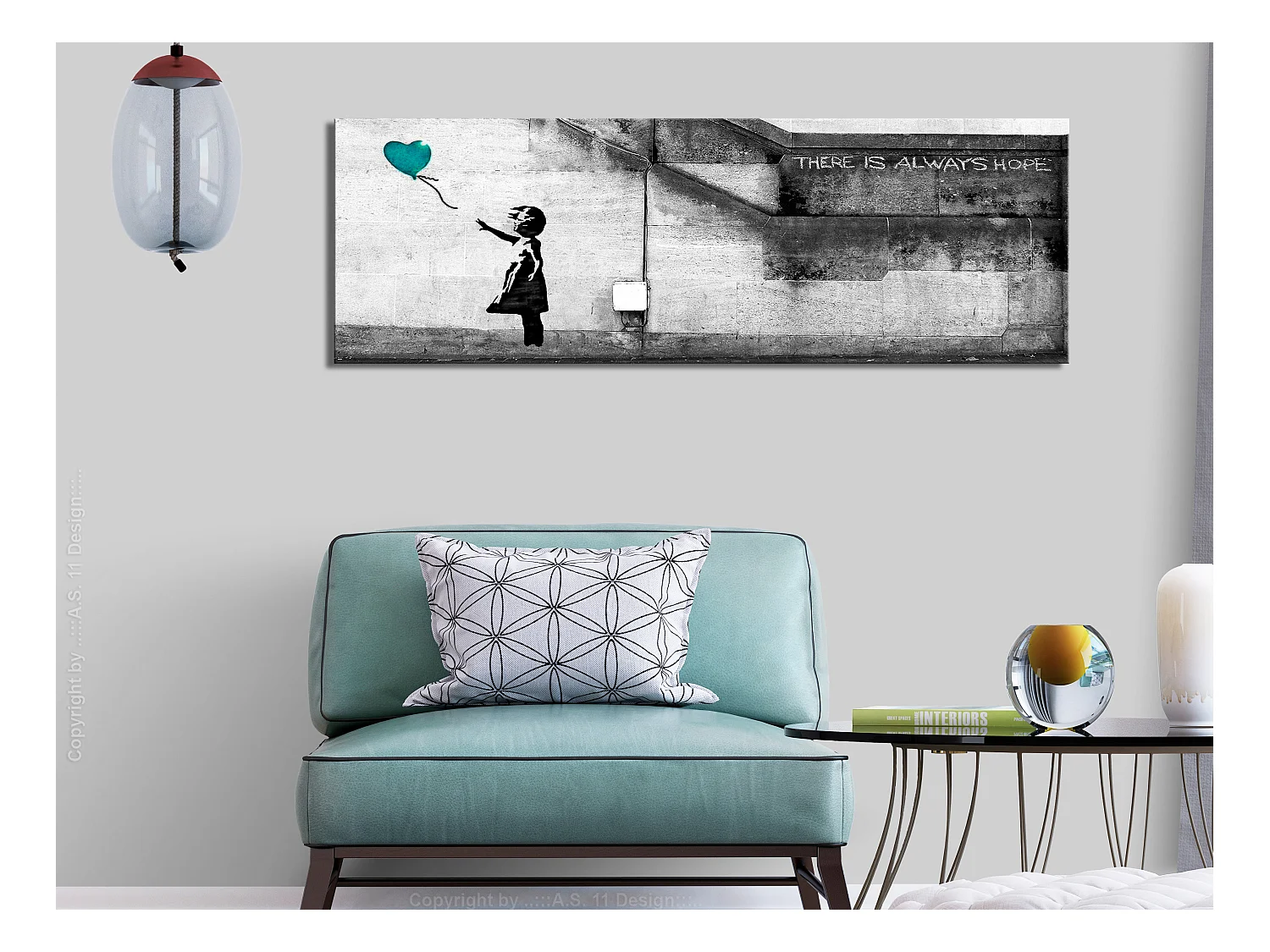 Quadro - There is Always Hope (1 Part) Narrow Turquoise - 150x50