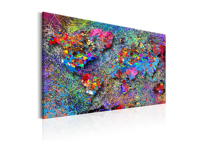 Quadro - mappa jackson pollock ispirazione - 60x40
