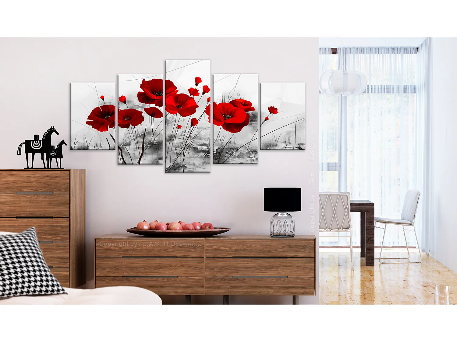 Quadro - papaveri - rosso  miracolo - 100x50