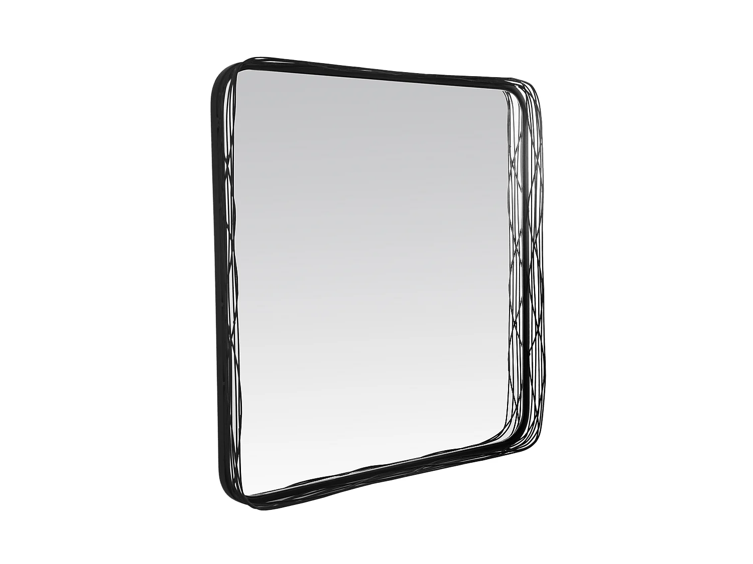 Miroir filaire métal fin carré noir 60x60cm