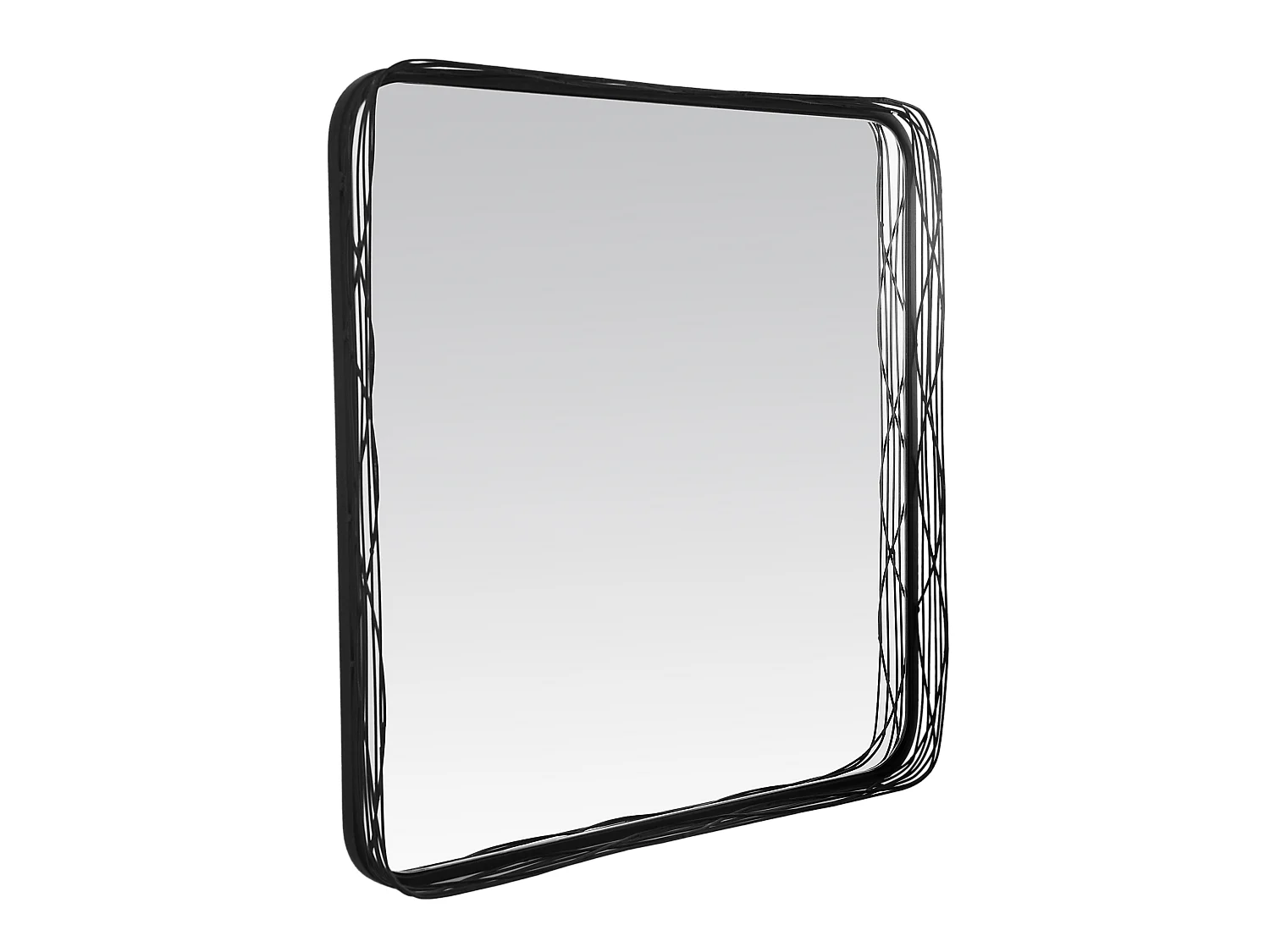 Miroir filaire métal fin carré noir 60x60cm