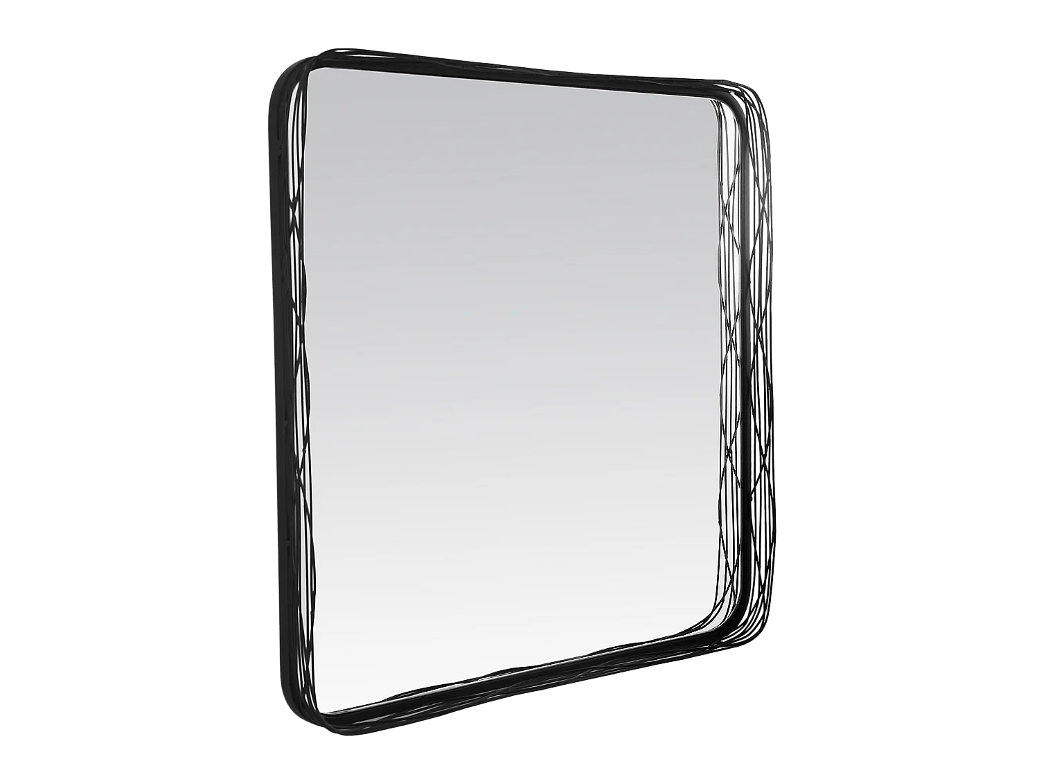 Miroir filaire métal fin carré noir 60x60cm
