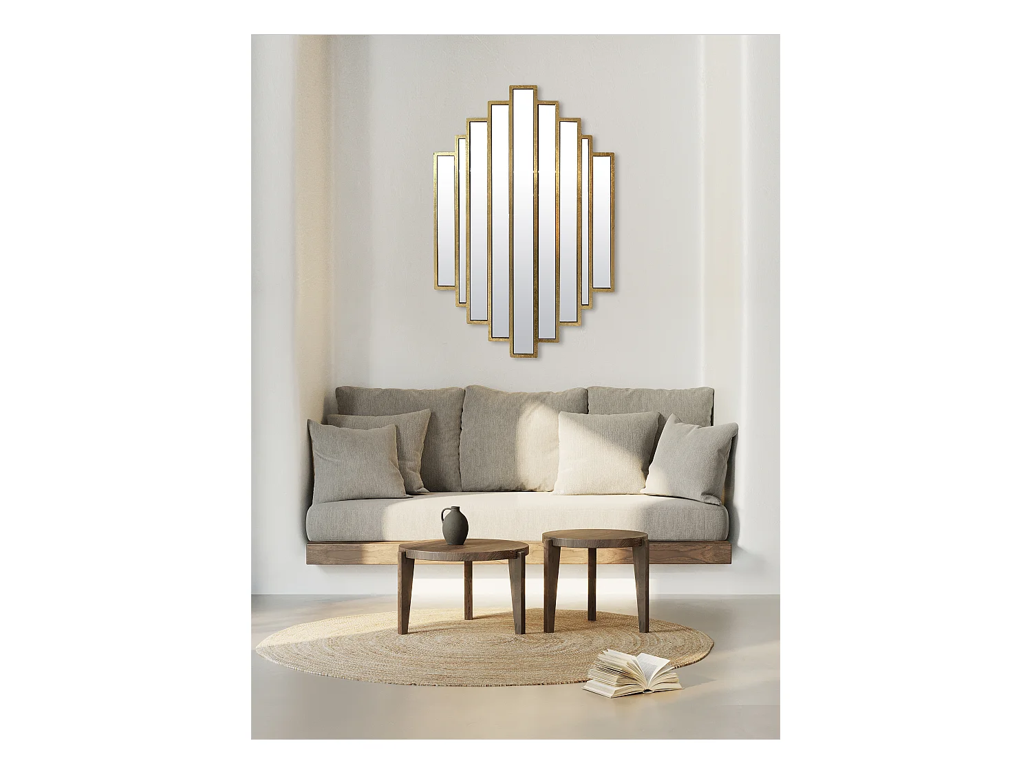 Miroir art déco métal doré 51x80cm