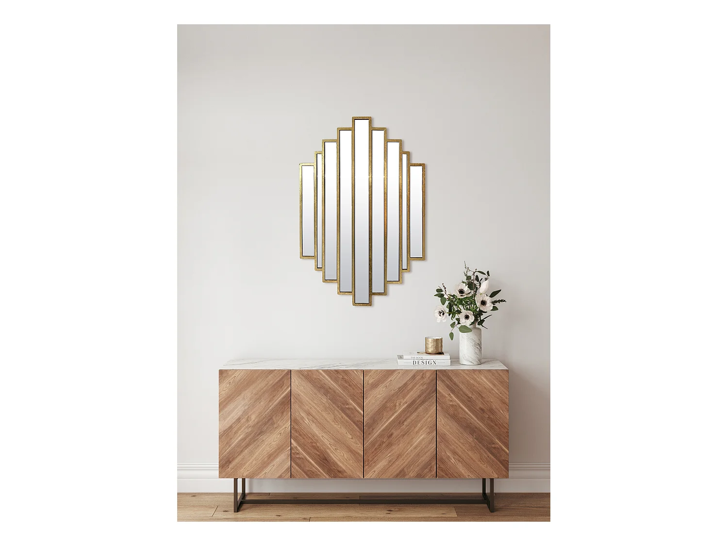 Miroir art déco métal doré 51x80cm