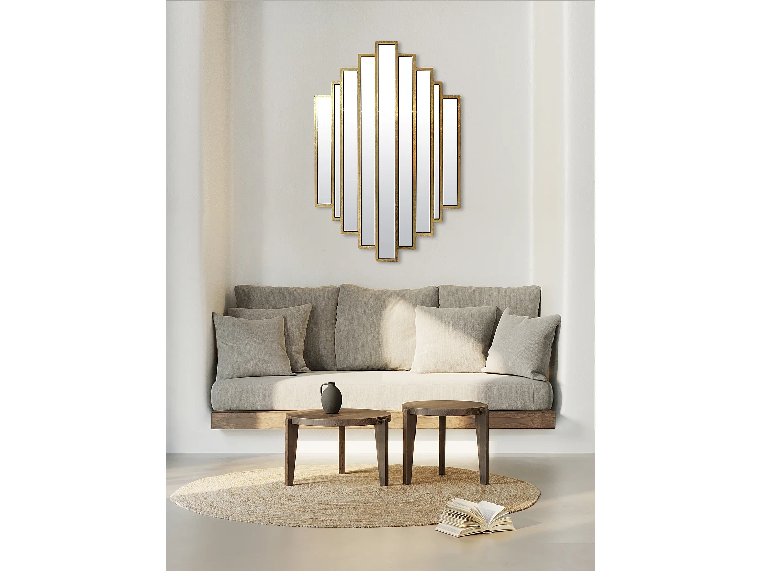 Miroir art déco métal doré 51x80cm