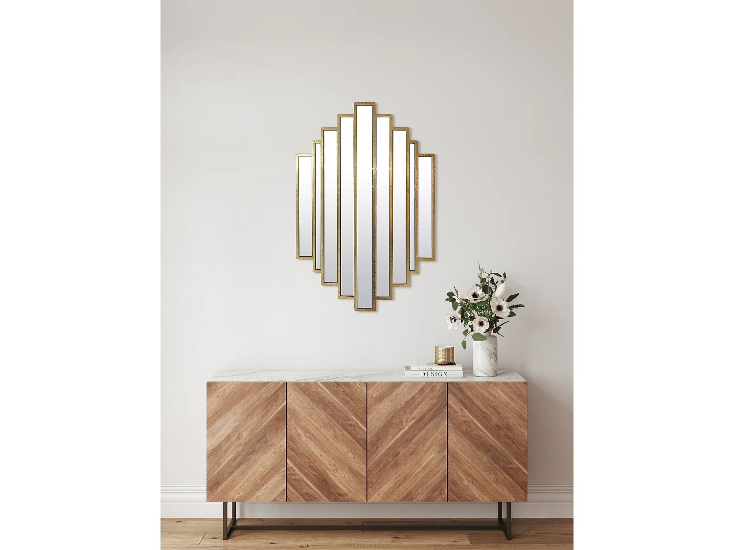 Miroir art déco métal doré 51x80cm