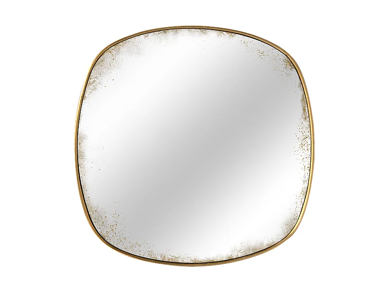 Miroir carré aux bords arrondis effet vieilli 60 x 60 cm
