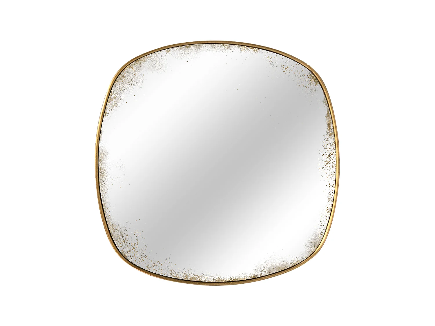 Miroir carré aux bords arrondis effet vieilli 60 x 60 cm