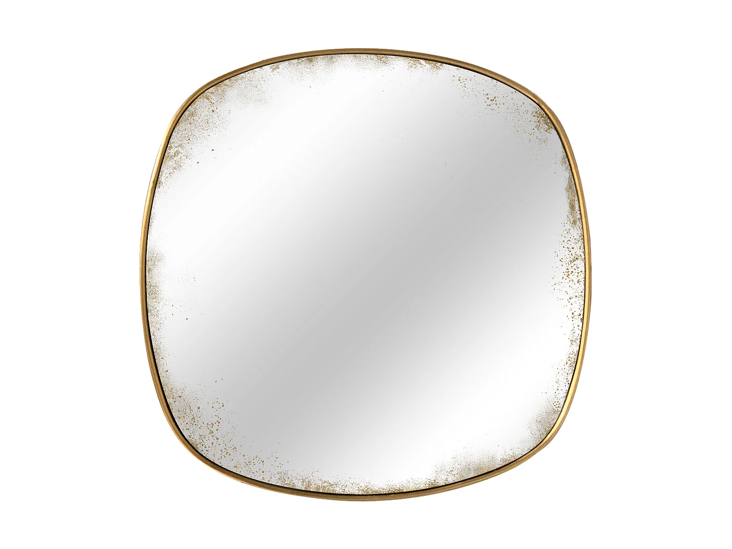 Miroir carré aux bords arrondis effet vieilli 60 x 60 cm