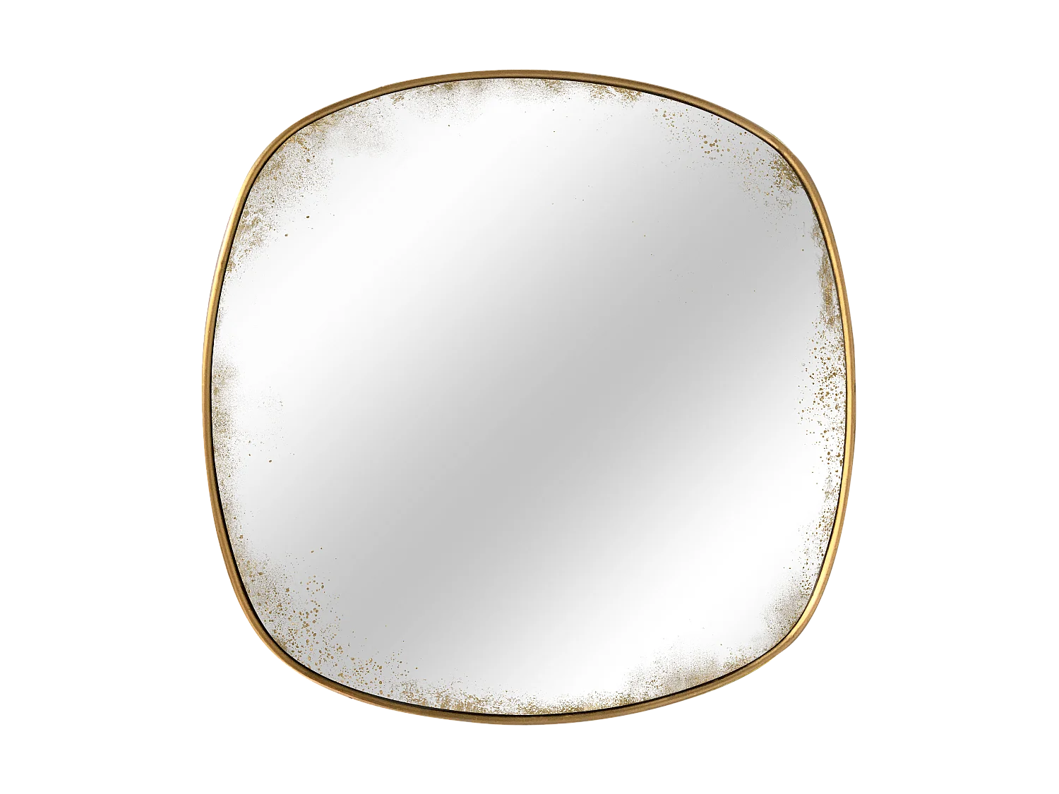 Miroir carré aux bords arrondis effet vieilli 60 x 60 cm