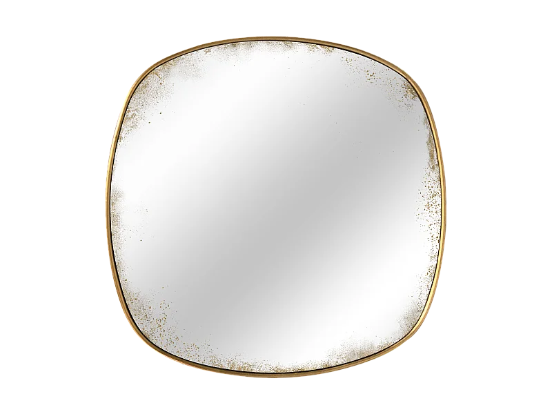 Miroir carré aux bords arrondis effet vieilli 60 x 60 cm