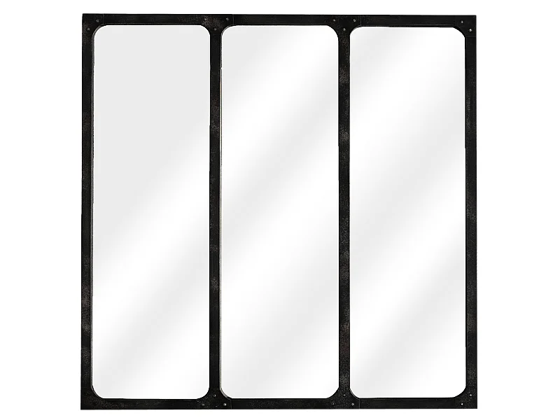Miroir industriel métal noir 70x70cm