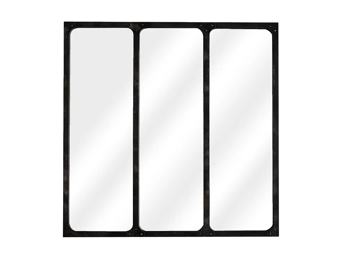 Miroir industriel métal noir 70x70cm