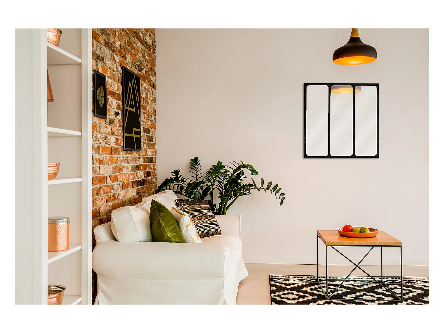 Miroir industriel métal noir 70x70cm