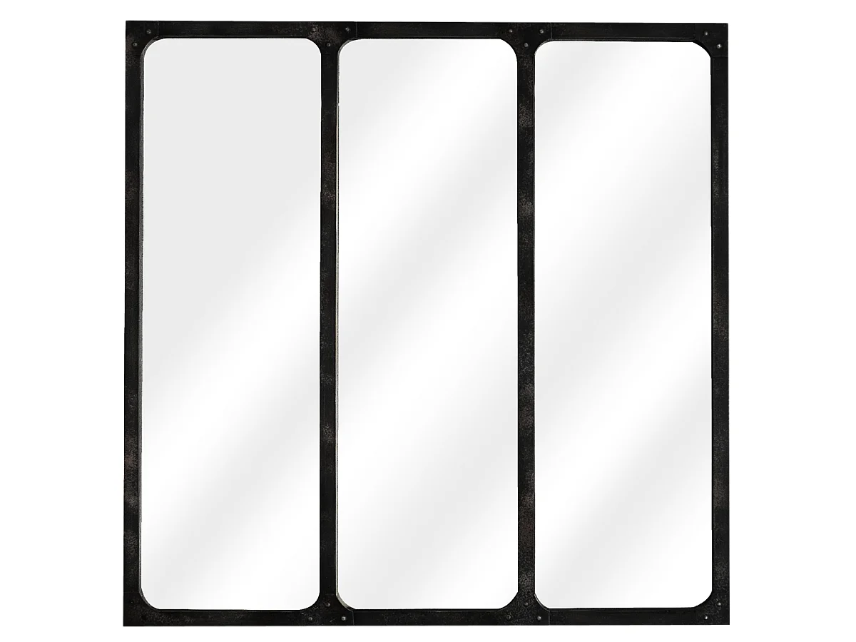 Miroir industriel métal noir 70x70cm