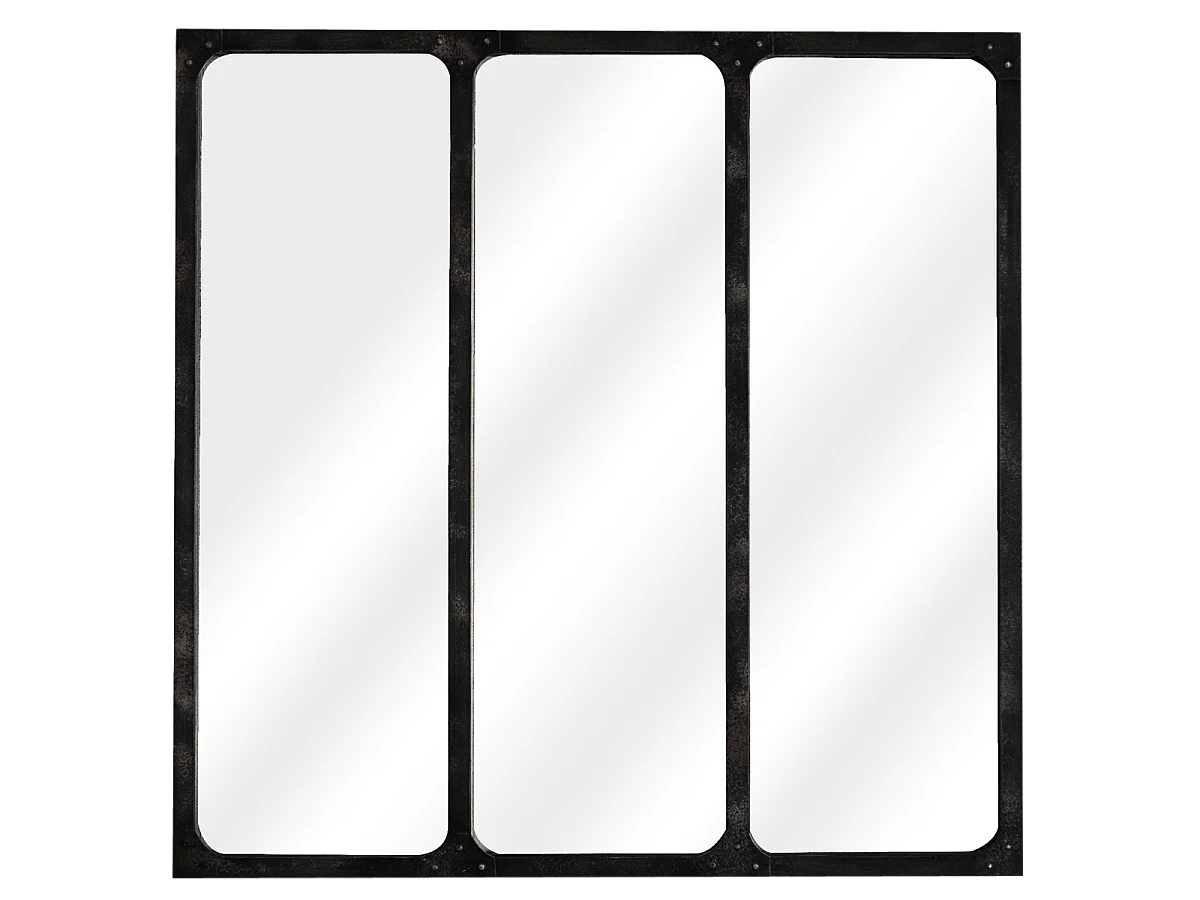 Miroir industriel métal noir 70x70cm